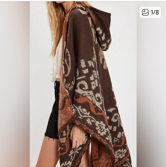 Free People Jackets & Blazers - Free People Rown Brown and Cream Printed Duster